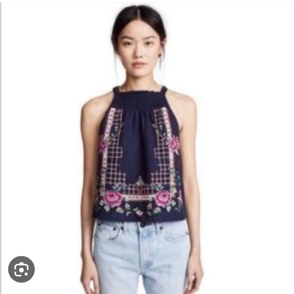 Free People Tops - Free People Honey Pie Navy Blue
Cross-stitch Tie Tank Top Women's Small.